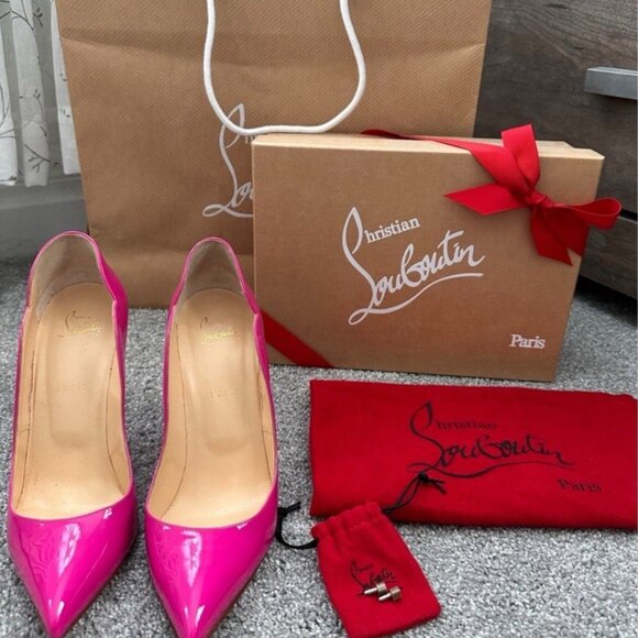 Christian Louboutin Shoes - Christian Louboutin Hot Pink Hot Chick Patent Leather Diva 100mm